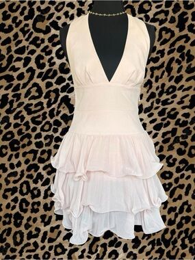 Women’s Smokey Blush Pink Ruffle Halter Dress